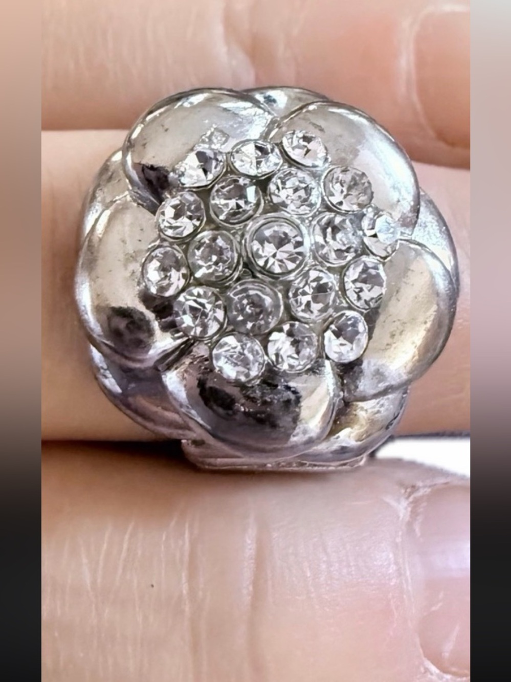 Genuine Crystal Floral Stretch Ring by Cookie Lee